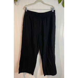 Old Navy Black High-Rise Wide-Leg Comfort Waistband Linen-Blend Pants Petite L